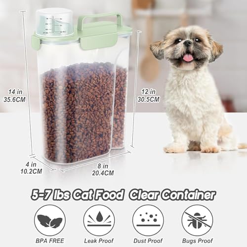 10-20Lbs Portable Cat Dog Food Storage Container with Upgraded Large Spout and Cup Dispenser for Small Large Animal Kibble, Pet Bird Snack, Oatmeal, Rice, Flour, Brown Sugart-3 Pack Pink Blue Green - Image 4