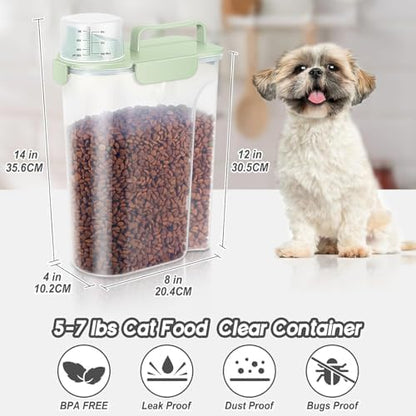 10-20Lbs Portable Cat Dog Food Storage Container with Upgraded Large Spout and Cup Dispenser for Small Large Animal Kibble, Pet Bird Snack, Oatmeal, Rice, Flour, Brown Sugart-3 Pack Pink Blue Green - Image 4