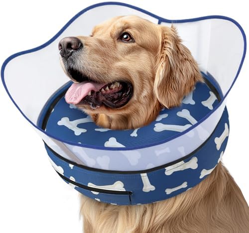 Supet Raised Inflatable Dog Cone Collar to Stop Licking, Soft Dog Cone Alternative After Surgery, Pet Neck Donut Collar for Small Medium Large Dogs by Supet