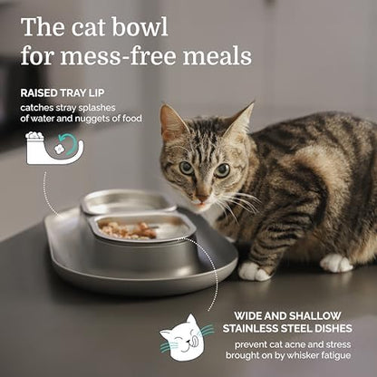 Hepper NomNom - Spill Proof Elevated Cat Bowls - Stainless Steel - Gray - Image 2