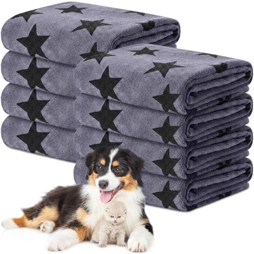 Chumia 8 Pcs Dog Towel for Drying, 40 x 24 Inch, Star, Gray by Chumia