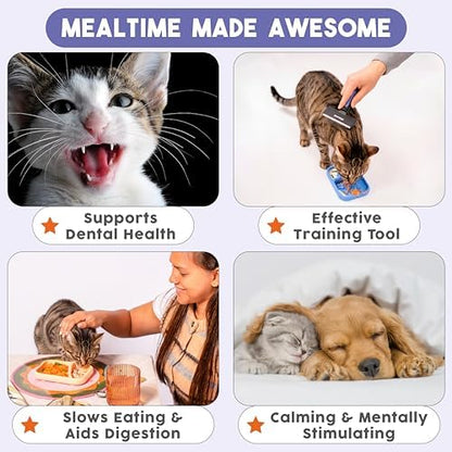 Awoo Sardina - Silicone Lick Mat + Slow Feeder for Cats & Small Dogs - Non-Slip Design with Suction Cups - Dishwasher Safe Pet Dish - Extends Mealtime and Reduces Anxiety - for Wet & Dry Food (Cobalt) - Image 5