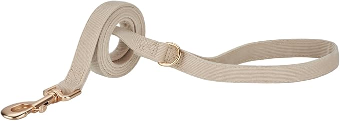 Soft Corduroy Fibric Dog Leash, 5 Feet Length Lead with Heavy Duty Rotating Hook, for Medium Large Dogs.(M,White)