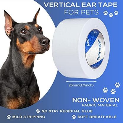 Ear Tape for Dogs 2 Pack with Dog Ear Cleaner Cotton Swabs, Self Adhesive Cotton Tape for Dog Ear Protection and Support, Ear Care Set for Dogs (Tape Width_1 inch(25mm)) - Image 2