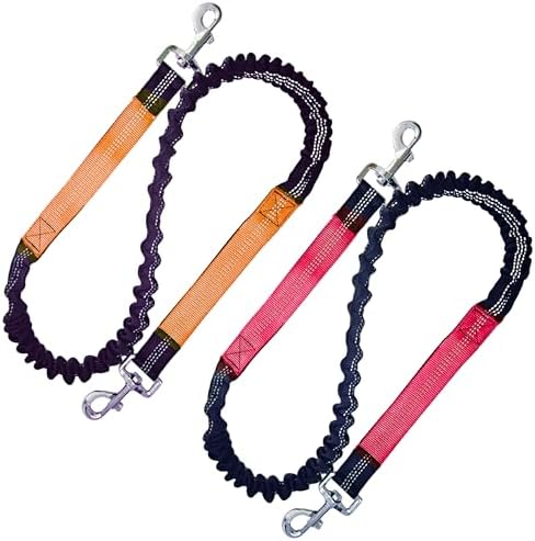 Reflective Bungee Dog Leash Extension Attachment 4ft with Double Clips by ZENGSUSU