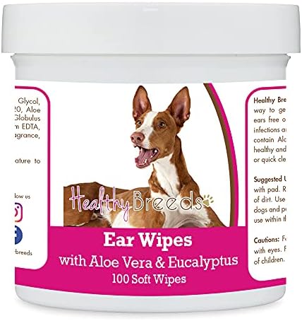 Healthy Breeds Ibizan Hound Ear Cleaning Wipes with Aloe & Eucalyptus for Dogs 100 Count by HealthyBreeds