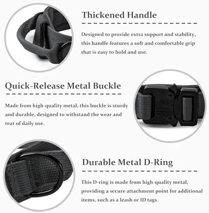Tactical Dog Collar, Adjustable Military Training Nylon Pet Collar, Grey M - Image 2