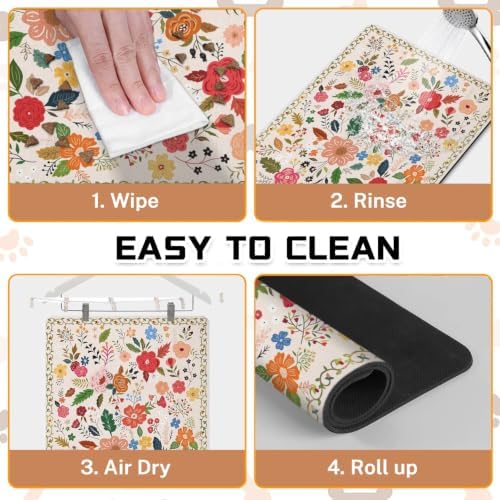 Absorbent Pet Dog Bowl Mat for Food and Water, Pet Cat Food Feeding Mat with Non Slip Rubber Backing, Dog Food Mats for Floors Waterproof, 17"x30" - Image 6