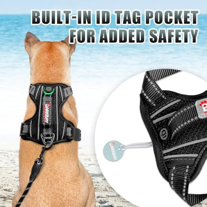 BARKBAY No Pull Dog Harness Large Reflective Dog Harness with Front Clip and Easy Control Handle for Walking Training Running with ID tag Pocket(Black,S) - Image 2