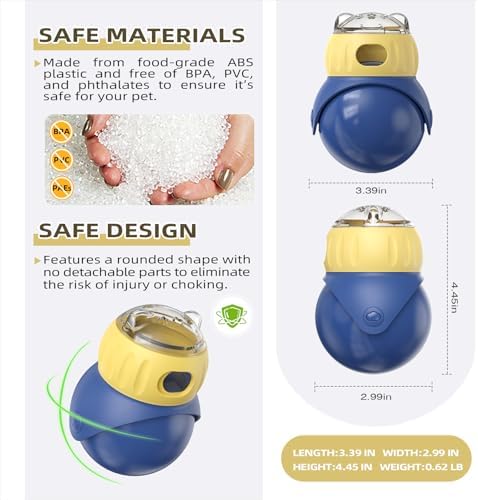 BSISUERM Cat Interactive Toys for Indoor Cats Adjustable Treat Puzzle Food Dispenser Weight Loss Tumbler Slow Feeder Fun Kitty Sliding Rolling Ball Enrichment Toy for Kitten Adult Cats Small Dogs - Image 3