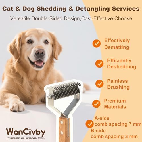 Dog Grooming Brush 2-in-1 - Undercoat Rake & Dematting Tool, Effective Shedding Control for Detangling All Dog Sizes - Image 7