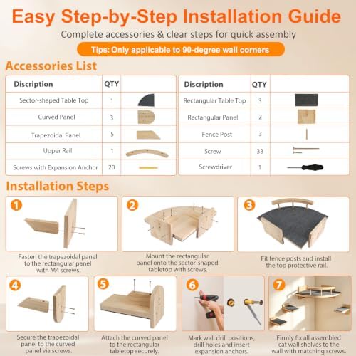 Cat Wall Shelves with 3 Perch Steps, Cat Wall Climber Furniture Up to 26lbs - Image 6