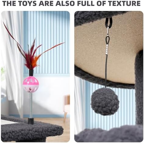 YUNIQUE Cat Tree with Cat Condo Scratch Posts Scratch Tablet and Big Hammock, (60.2‘’ Grey) - Image 7