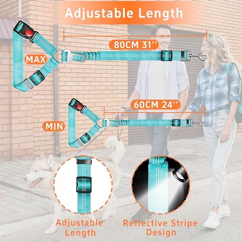 Seyezo Dog Car Seat Belt for Car, 2 Piece Set Retractable Dog Car Harness Adjustable Reflective Dog Seatbelt for Vehicle Headrests, Dog Safety Restraint Seatbelt Heavy Duty& High Elastics, Sky Blue - Image 6