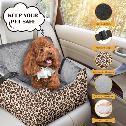 Dog Car Seats for Small Medium Sized Dogs Carseat for Car Funny Fuzzy Pet Dog Booster Car Seat Puppy Under 31 Lbs with Soft Plush Cushion&Washable Removable Cover - Image 3