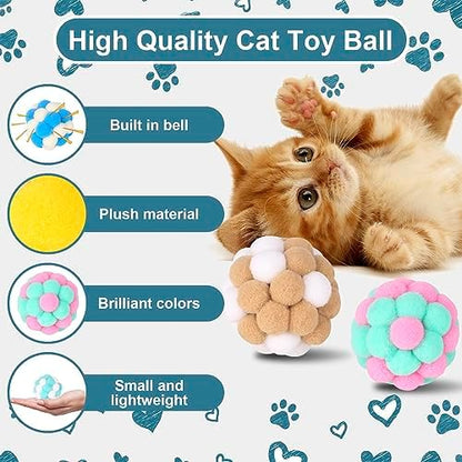 Cat Toys Balls with Bells 5cm Soft Cat Pom Poms Balls Cats 6 PCS - Image 3