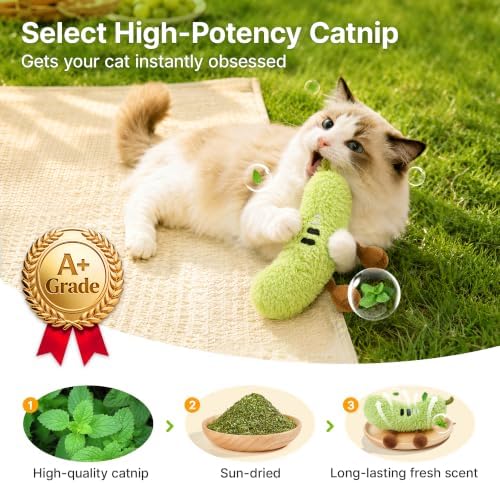 Potaroma Plush Catnip Fruit Cat Toy 2 Pack, Crinkle Interactive Chew Pillow - Image 2
