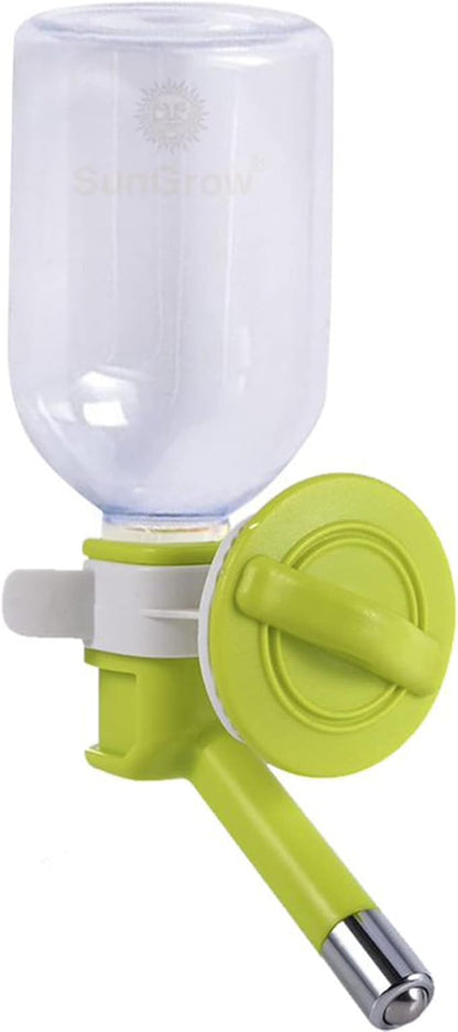 SunGrow 10 oz Guinea Pig & Hamster Pet Crate Water Bottle Dispenser, No Drip Dog Puppy & Cats Cage Kennel Wall Mount Water Dispenser/Feeder Bottle, Suitable for Kitten, Ferrets & Other Small Animals