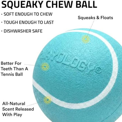 Playology Squeaky Chew Ball Dog Toy - Medium, Peanut Butter Scent - Image 2