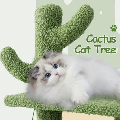 HOMBYS Cautus Cat Stairs for Old Cats & Dogs, Pet Steps for High Beds, Couch & Window,Vertical Cautus Green Cat Tree with Dangling Balls for Indoor Pets Climbing Playing, Holds Up to 150 Lbs, - Image 5
