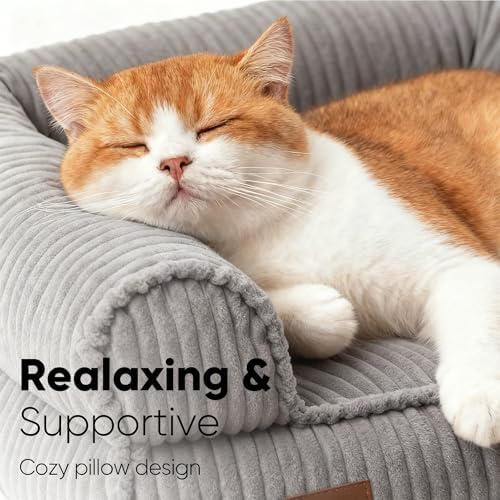FUKUMARU Dog Couch Bed, Corduroy Cozy Cat Bed, Waterproof, Washable Cover - Image 2