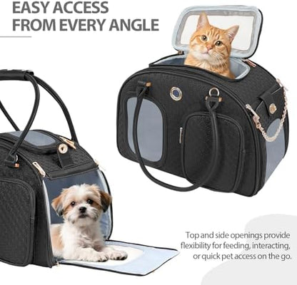 Dog Purse Carrier for Small Dogs, TSA Airline Approved Pet Tote Bag, Fashion Soft-Sided Puppy Carrier Purse with Pockets for Travel, Daily Outings (Black, 16.1inch x 8.7inch x 12inch) - Image 4