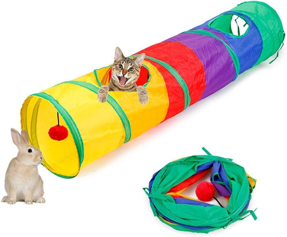 Cat Tunnel Toy with Hanging Ball, Cat Tunnel，Cat Tunnels for Indoor Cats by LHNTGR
