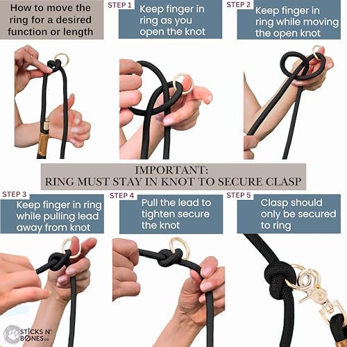 Hands Free Dog Leash, Waist Leash for Dog Walking, Crossbody, Multifunctional, Black Dog Lead, Running, 2 Dogs, Dual Handle, Dog Training, Adjustable Lead 4.3ft - 7.5ft, 3/8" (10mm) Diameter. - Image 5