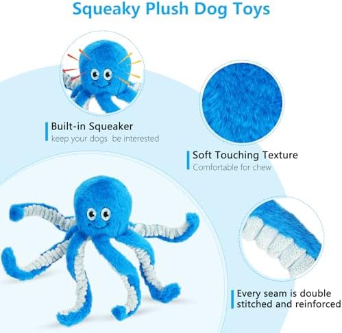 Dog Toys with Crinkle Paper- Octopus Stuffed Dog Squeak Toy Interactive Tug of War Puppy Toys for Small, Medium, Large Dogs - Image 2