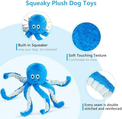 Dog Toys with Crinkle Paper- Octopus Stuffed Dog Squeak Toy Interactive Tug of War Puppy Toys for Small, Medium, Large Dogs - Image 2