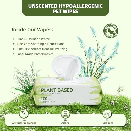 IMMHABI 400 Count Dog Wipes, Unscented Plant-Based Hypoallergenic Pet Wipes for Paws, Butt, and Anal Gland Care, Cleansing & Deodorizing for Puppies and Cats - Image 2