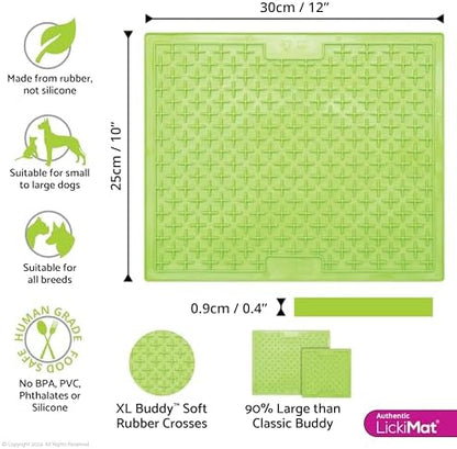 LickiMat X Large Breed Buddy Dog Lick Mat, Dog Calmer, Slow Feeder, Anxiety Reliever Alternative to Puzzle Toys, Slow Feeding Bowls. Use Peanut Butter, Wet, Raw, Mixed Food, Healthy Treats - Green - Image 2