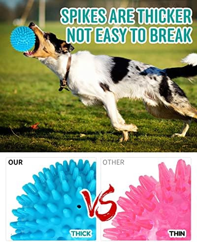 Pweituoet 2 Pack 4.5” Heavy Duty Squeaky Dog Ball for Medium Large Dogs, Spikey Dog Ball Toys for Clean Teeth and Training, Large Dog Toys for Aggressive Chewers - Image 4