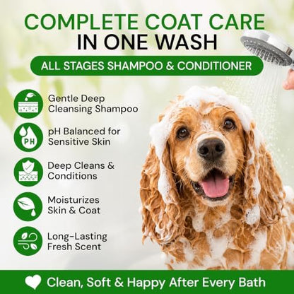 All Stages Dog Grooming Natural Dog Shampoo and Conditioner with Aloe Vera, pH balanced Shampoo for Dogs, Tear-Free, Moisturizing Dog Shampoo for Sensitive Skin - 26.4 Oz - Image 3