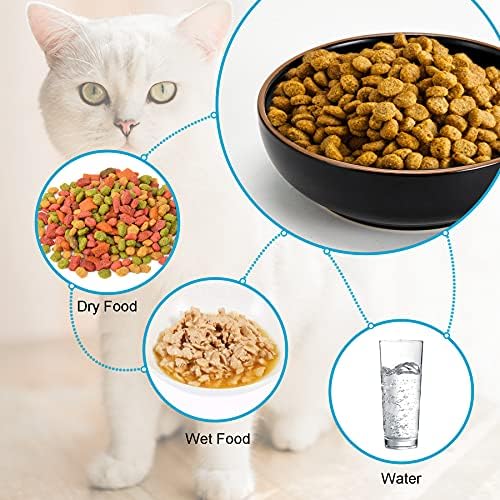 Ceramic Cat Bowls, Howise Pet Bowl Cat Dishes for Food and Water, 5.3 in Puppy Food Bowl 3 Pack Cat Food Bowl Set, Matte Black Finish - Image 2