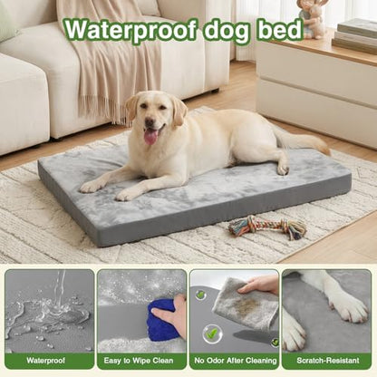 Waterproof Outdoor Dog Bed Large Sized, Washable Crate Pad 35" Orthopedic - Image 2