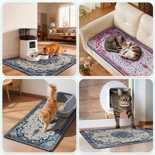 Hompet Cat Litter Mat 2 Pack, 24.8x54 Large Machine Washable Trapping Mats for Cats, Super Absorbent & Urine-Proof Cat Litter Box Mat for Floor, Waterproof & Non Slip Kitty Litter Rug - Image 4