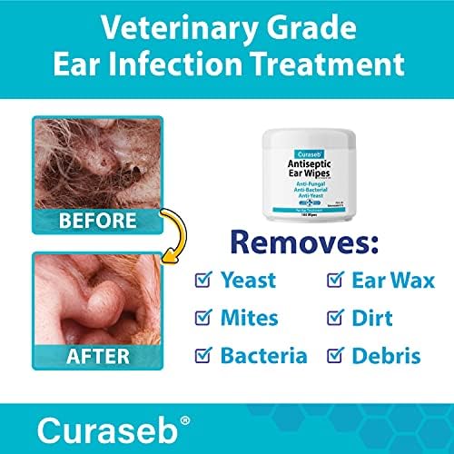 Curaseb Cat & Dog Ear Infection Treatment Wipes – Soothes Itchy & Inflamed Ears – Cleans Debris and Buildup – 100 Count - Image 2