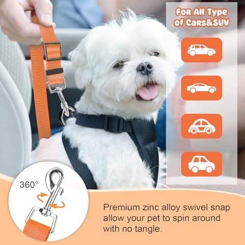 BWOGUE Dog Seat Belt for Car, Headrest Restraint Bungee Lead, Orange - Image 5