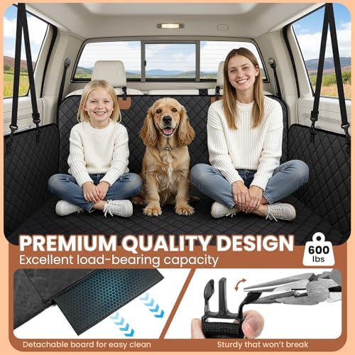 A-Pce Dog Truck Seat Cover for Back Seat, Hard Bottom Dog Hammock for Car, Waterproof Seat Protector, Dual use in Summer and Winter, Universal XL Size Fits for Crew Cab Truck/SUV, Black - Image 5