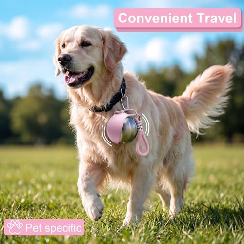 Portable Dog Water Bottle with Bowl, 10oz Leak-Proof Stainless Steel Dog Travel Water Bottle, BPA-Free Pet Water Dispenser for Small & Medium Dogs, Walking, Hiking & Outdoor Travel (Pink) - Image 6