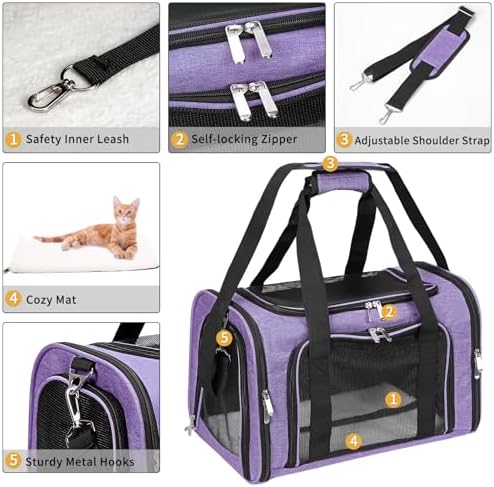 Soft-Sided Cat/Dog/Pet Carrier, Collapsible Pets Travel Carriers - Image 4