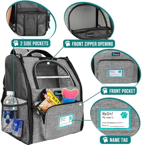 PetAmi Dog Backpack Carrier Airline Approved Cat Pet Puppy Bag, Grey - Image 3