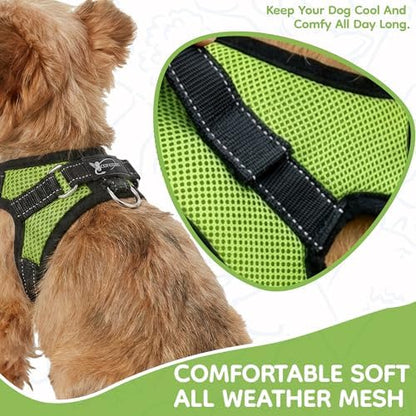 No Pull Reflective Adjustable Dog Harness with Handle- Comfortable Soft All Weather Mesh, Easy On Puppy Harness for Small Medium and Large Dogs (Green) XX-Small - Image 3