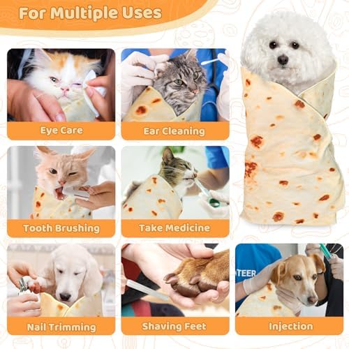 31.5" Tortilla Shape Blanket Cat Grooming Wrap for Cutting Nails - Image 3