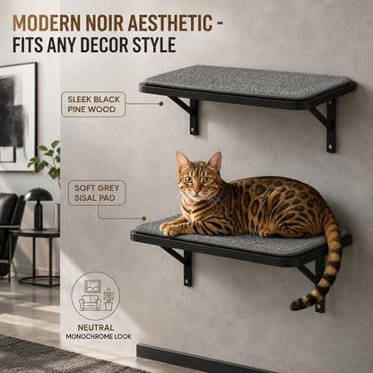 Cat Wall Shelf Window Perch, Cats Bed Hammock with Scratching Pad, Cat Shelf for Climbing Sleeping Playing,Black Furniture for Indoor Large Cats - Image 6