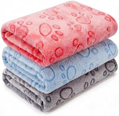 CADONO 1 Pack 3 Blankets for Dog Puppy Cat (Small 23x16'', Blue, Red, Grey) by CADONO