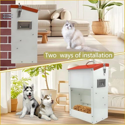 Gravity Automatic Cat Feeder Galvanized Small Animal Feeding Trough Food Dispenser for Cats Puppy 13L Outdoor Pets Feeder - Image 3