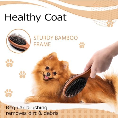 Double-Sided Pet Slicker Brush for Dogs and Cats - Professional Grooming Comb with Pins and Bristles - Ideal for Long and Short Hair - Shedding and Tangle Removal - Durable and Gentle Brush - Image 2