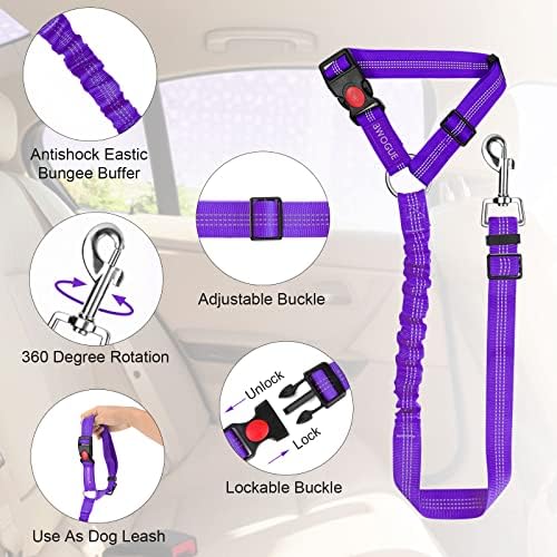 BWOGUE 2 Pack Dog Seat Belt for Car, Elastic Headrest Restraint - Image 3